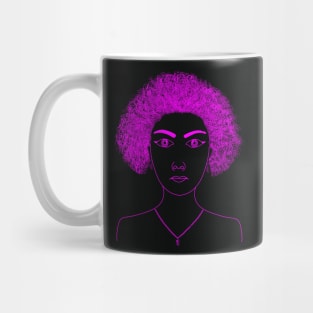 Black Girl Magic (Silhouette of a curly girl in pink) Mug